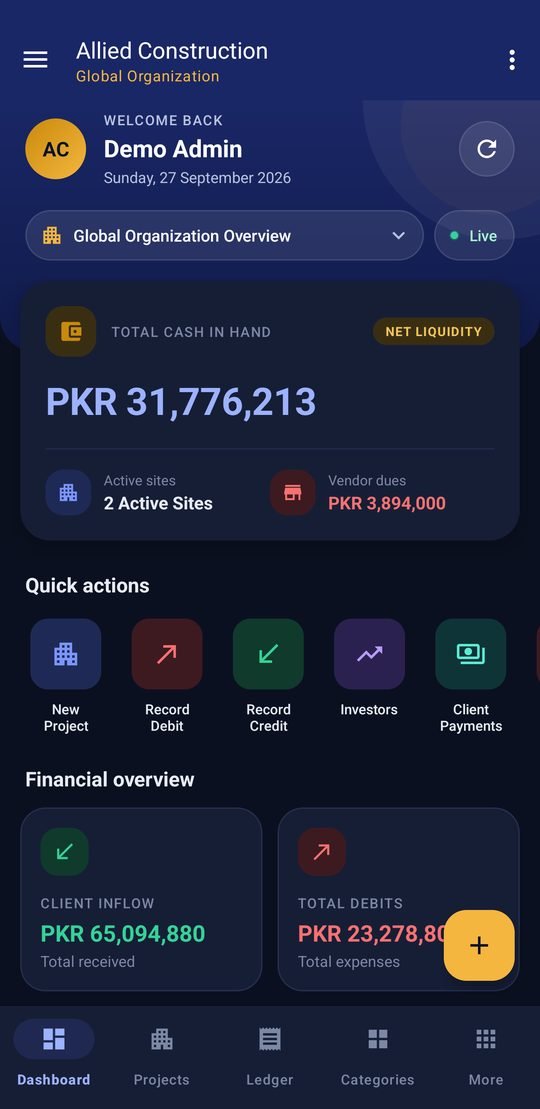 The app in dark mode