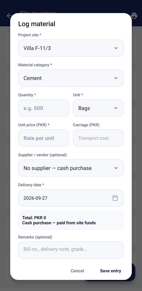 Log material with a bill photo