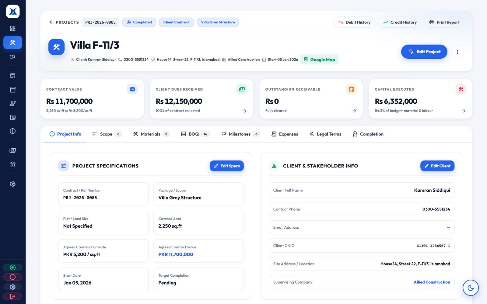 A client contract project