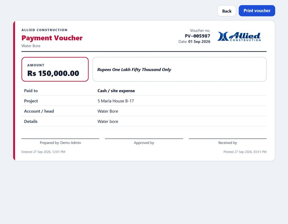 A printed payment voucher